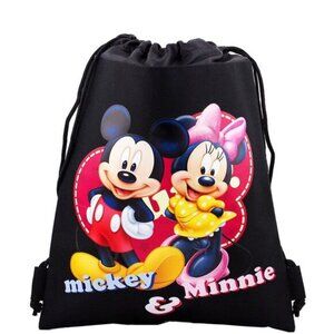 Disney Mickey & Minnie Mouse Black Drawstring Backpack